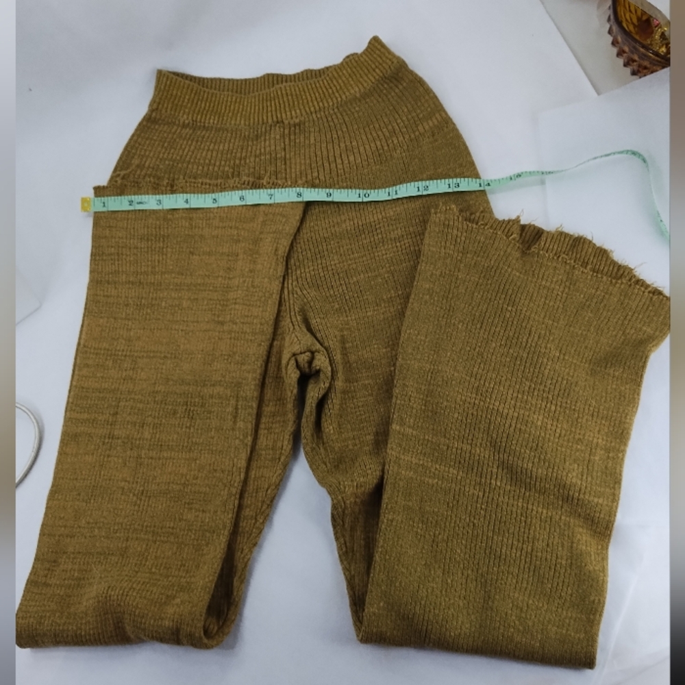 Free People Golden Hour Mustard Yellow Sweater Knit Flare Leg Pants